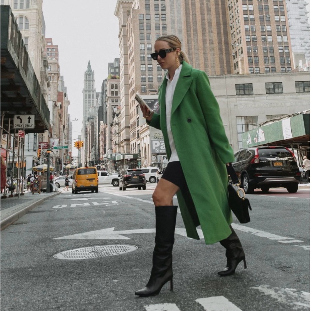 Vegan wool coat by Noize, green, small